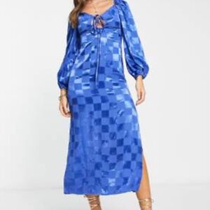 Blue Checker Midi dress